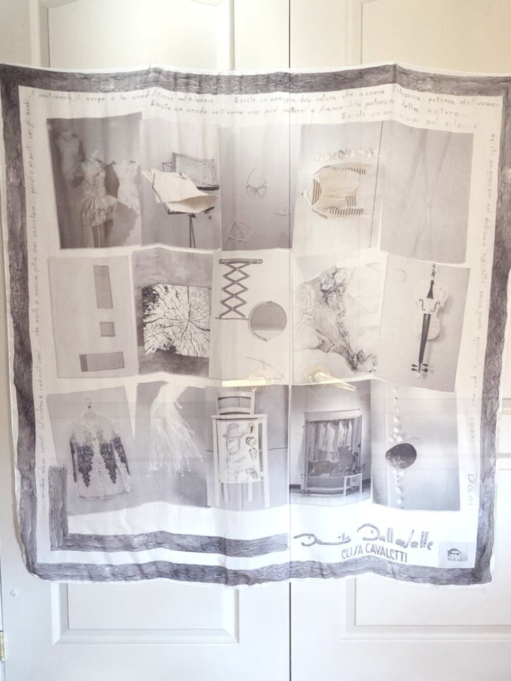 ELISA CAVALETTI WHITE AND GRAY SILK SCARF